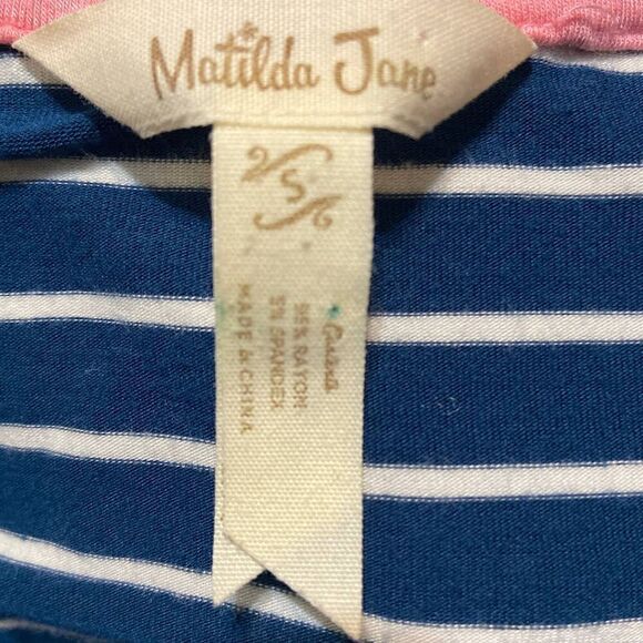 Matilda Jane Set Sail Striped Maxi Dress Teal Blue Stripes Small - Picture 7 of 7